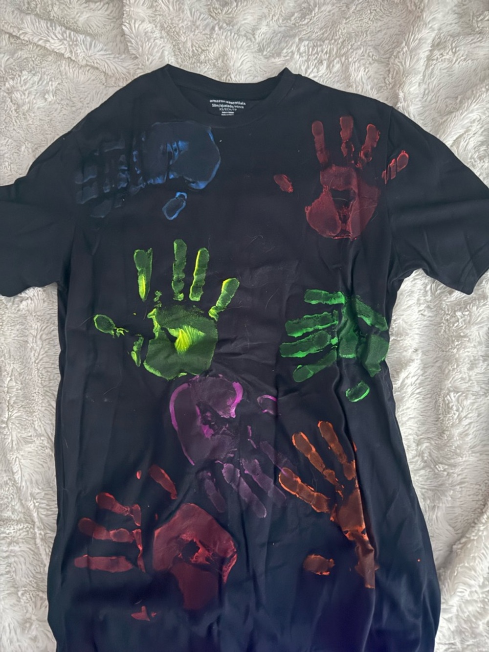 Neon hand print shirt